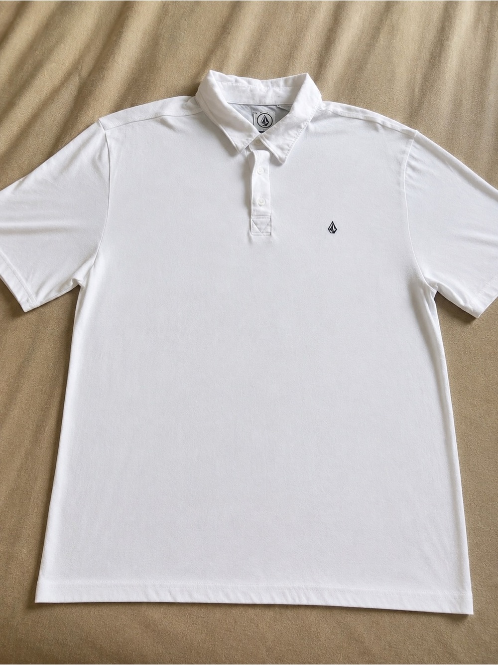 Volcom Men’s XL White Polo Shirt Stone Logo Short Sleeve